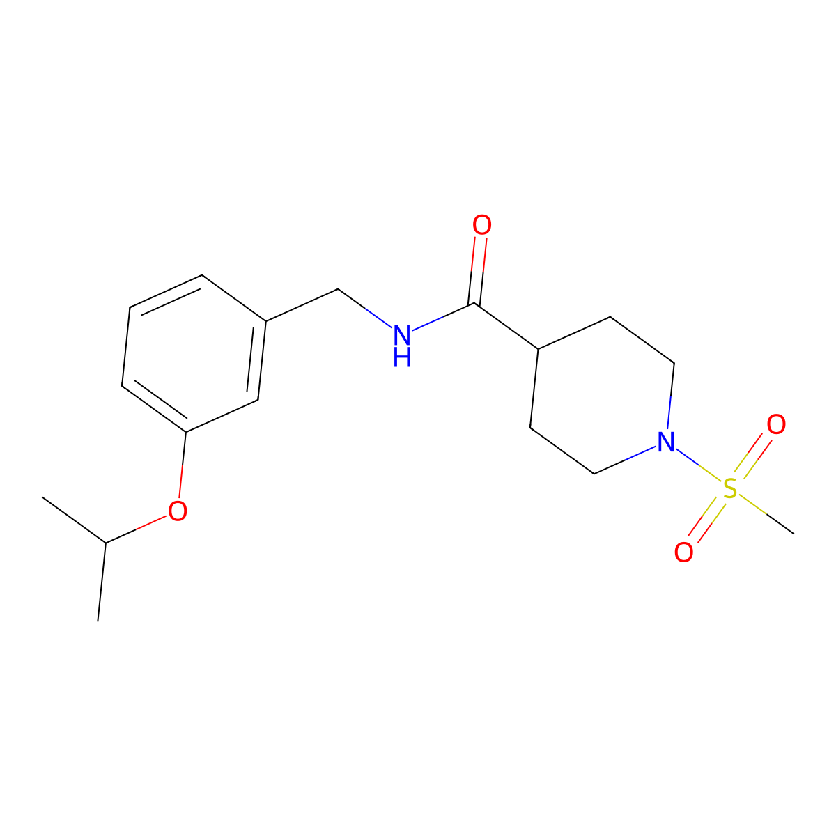 1-(methylsulfonyl)-N-[3-(propan-2-yloxy)benzyl]piperidine-4-carboxamide molecular structure, CAS 1269008-44-7