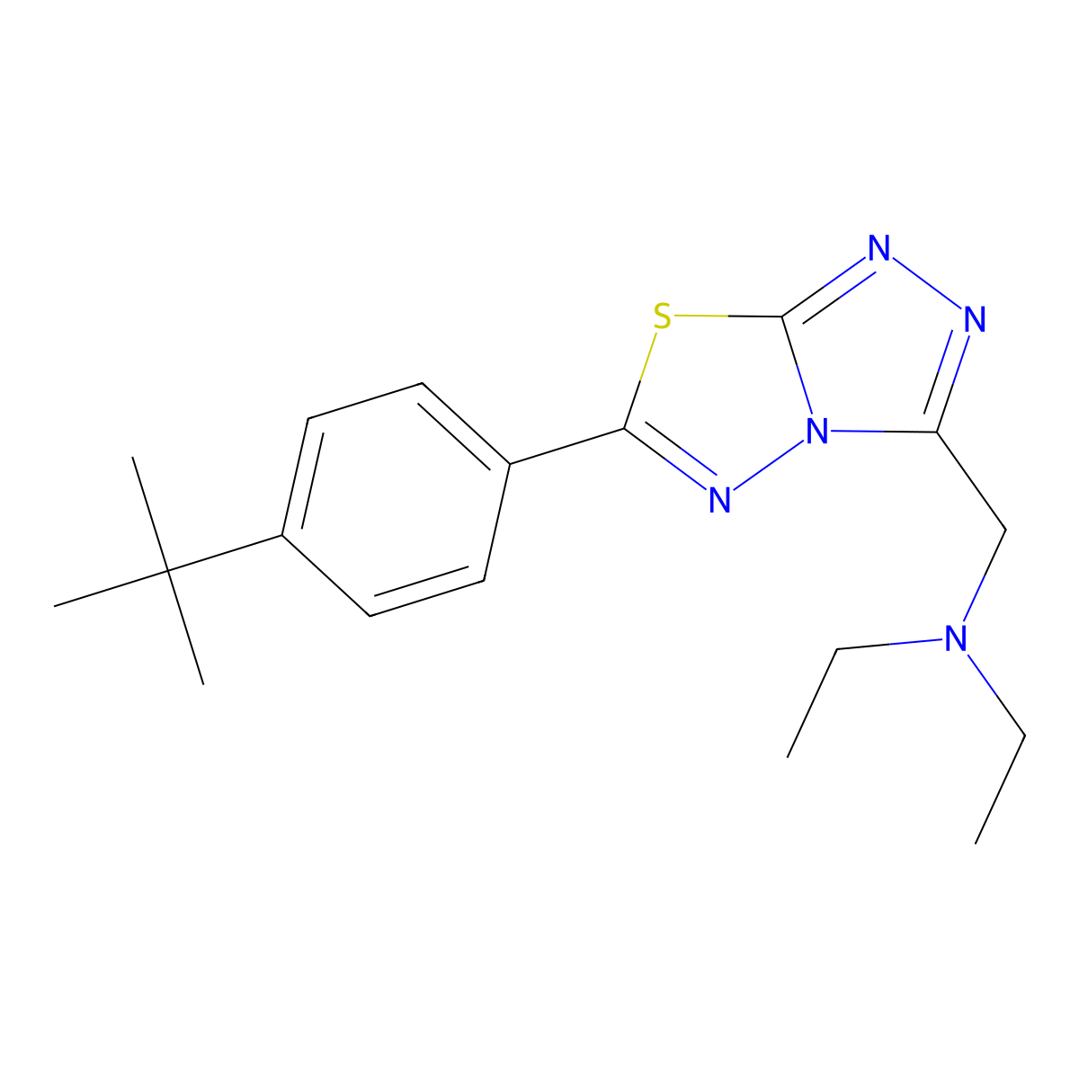 N-{[6-(4-tert-butylphenyl)[1,2,4]triazolo[3,4-b][1,3,4]thiadiazol-3-yl]methyl}-N-ethylethanamine molecular structure, CAS 1269008-58-3