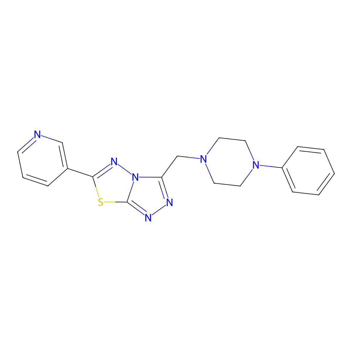 3-[(4-Phenylpiperazin-1-yl)methyl]-6-(pyridin-3-yl)[1,2,4]triazolo[3,4-b][1,3,4]thiadiazole molecular structure, CAS 1269009-64-4
