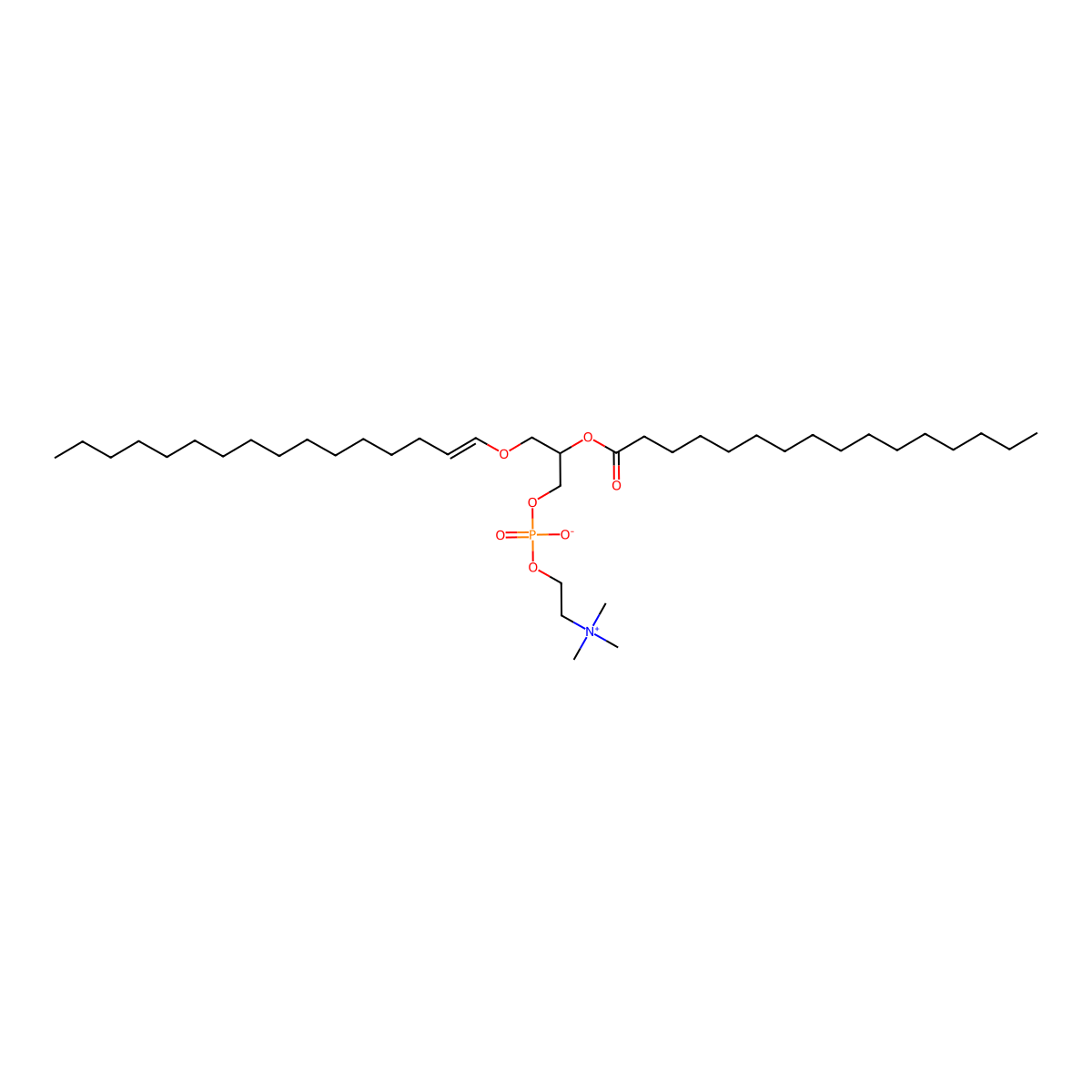 1-(1Z-hexadecenyl)-2-hexadecanoyl-glycero-3-phosphocholine molecular structure, CAS 126901-45-9