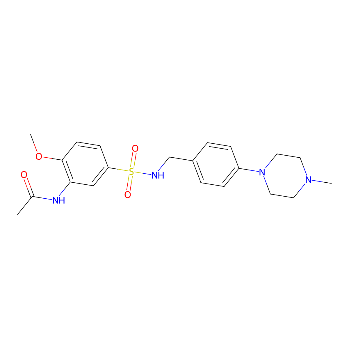 N-(2-methoxy-5-{[4-(4-methylpiperazin-1-yl)benzyl]sulfamoyl}phenyl)acetamide molecular structure, CAS 1269011-11-1