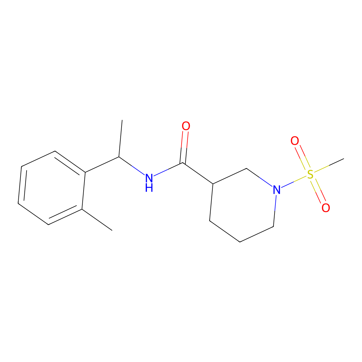 N-[1-(2-methylphenyl)ethyl]-1-(methylsulfonyl)piperidine-3-carboxamide molecular structure, CAS 1269013-04-8