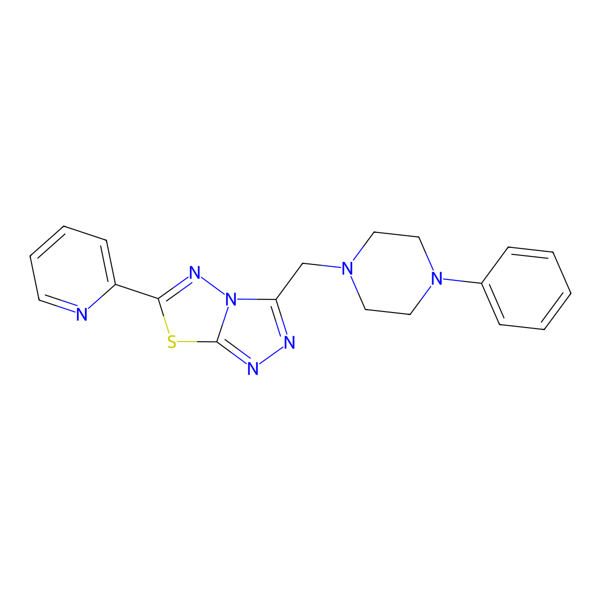 3-[(4-Phenylpiperazin-1-yl)methyl]-6-(pyridin-2-yl)[1,2,4]triazolo[3,4-b][1,3,4]thiadiazole molecular structure, CAS 1269013-26-4