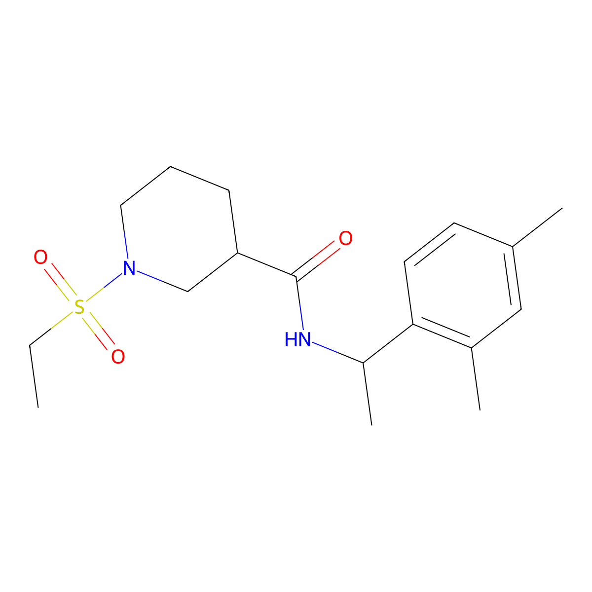 N-[1-(2,4-dimethylphenyl)ethyl]-1-(ethylsulfonyl)piperidine-3-carboxamide molecular structure, CAS 1269013-35-5
