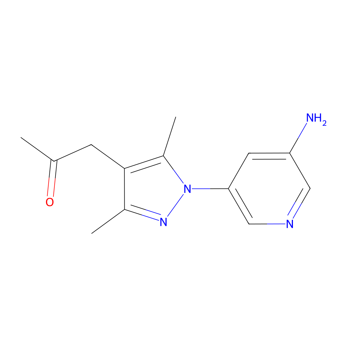 1-[1-(5-aminopyridin-3-yl)-3,5-dimethyl-1H-pyrazol-4-yl]acetone molecular structure, CAS 1269017-12-0