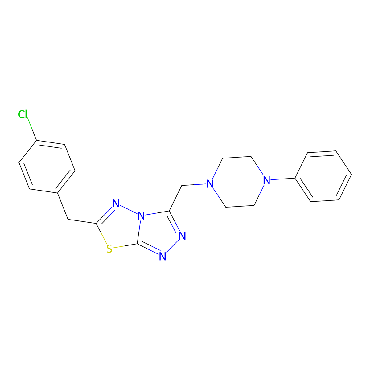 6-(4-Chlorobenzyl)-3-[(4-phenylpiperazin-1-yl)methyl][1,2,4]triazolo[3,4-b][1,3,4]thiadiazole molecular structure, CAS 1269017-13-1