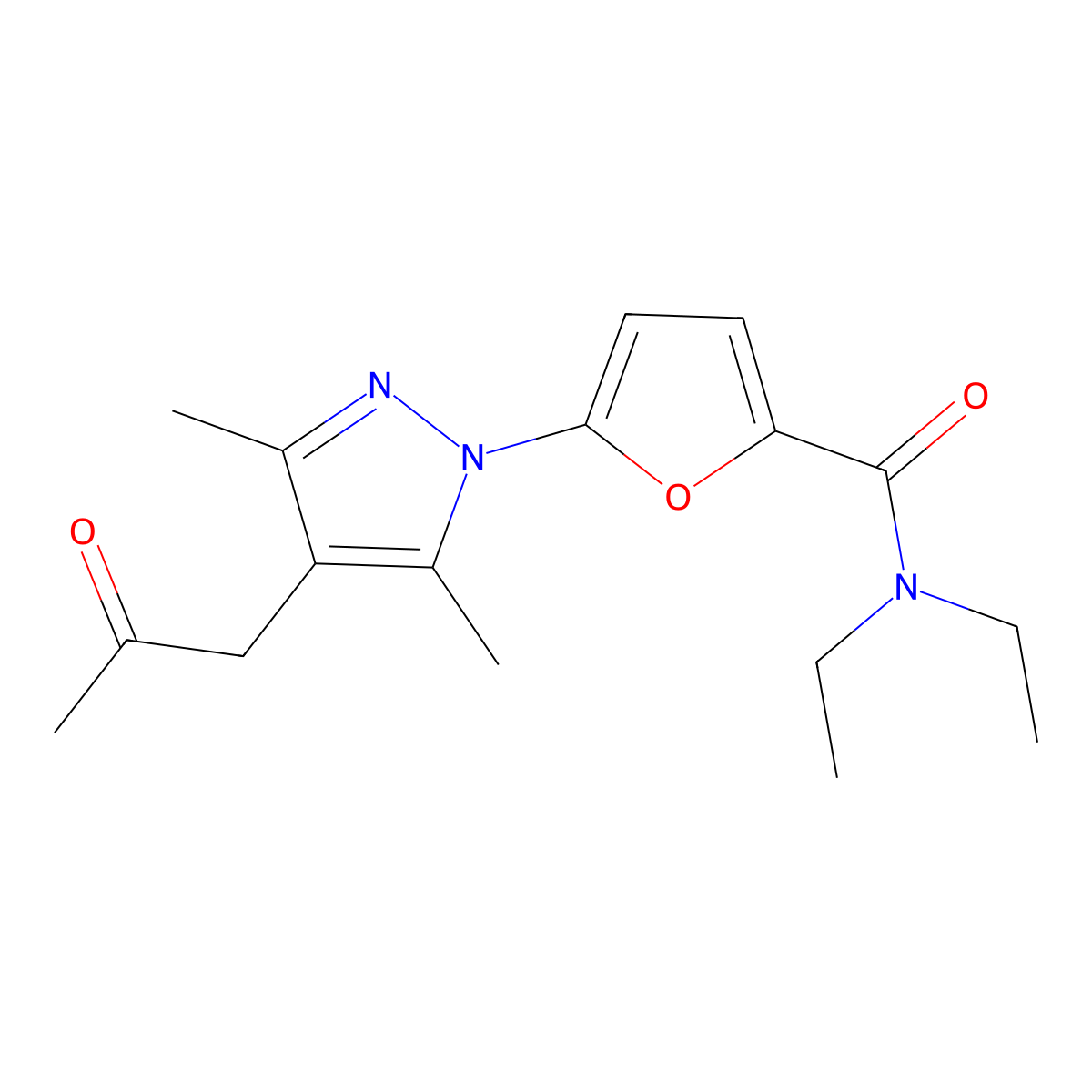 2-Furancarboxamide, 5-[3,5-dimethyl-4-(2-oxopropyl)-1H-pyrazol-1-yl]-N,N-diethyl- molecular structure, CAS 1269026-23-4
