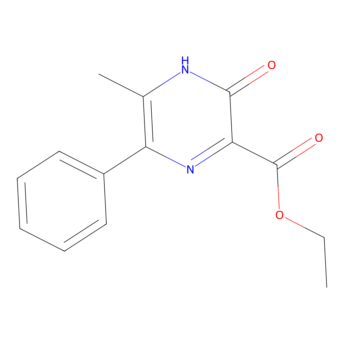Ethyl 3,4-dihydro-5-methyl-3-oxo-6-phenyl-2-pyrazinecarboxylate molecular structure, CAS 1269026-24-5