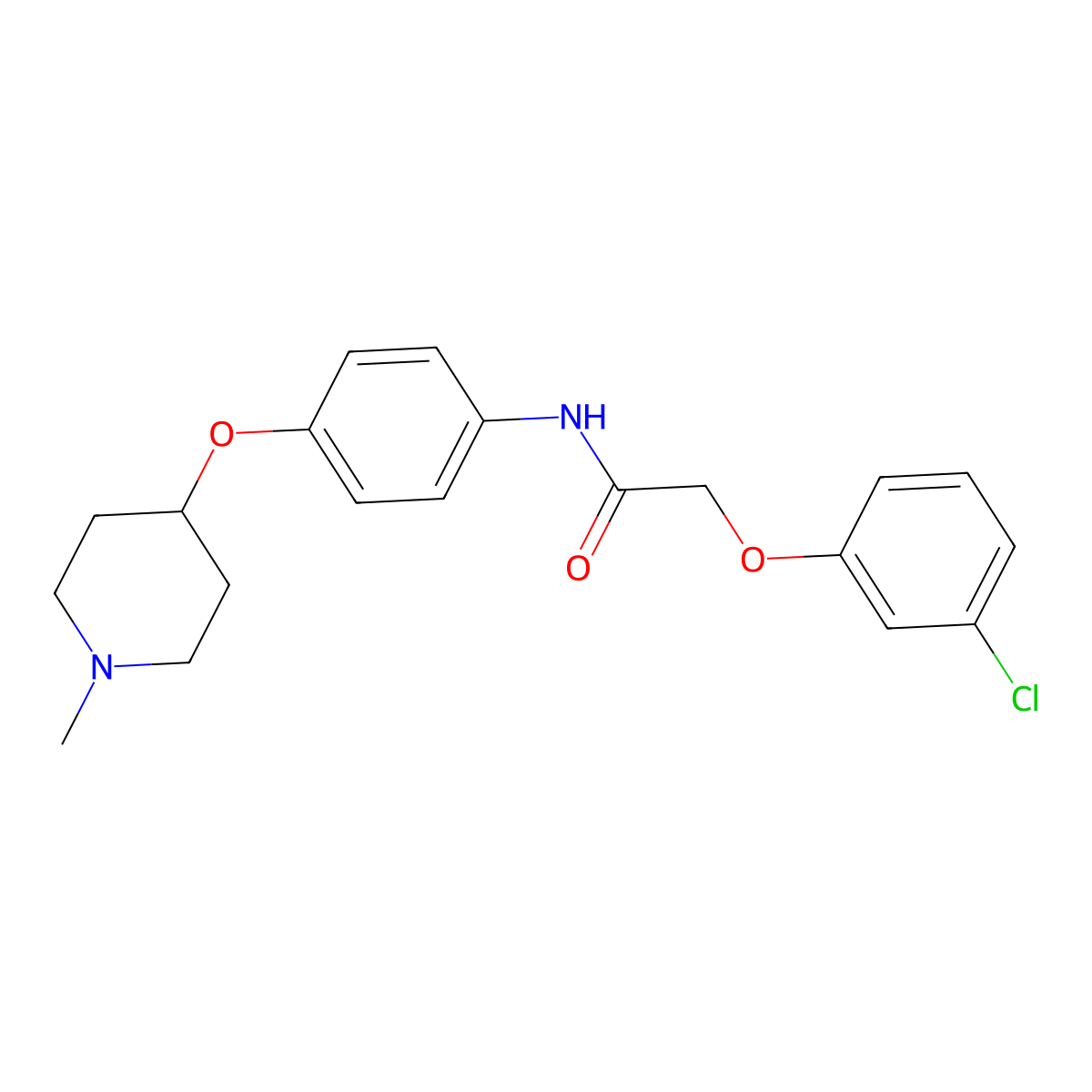2-(3-chlorophenoxy)-N-{4-[(1-methylpiperidin-4-yl)oxy]phenyl}acetamide molecular structure, CAS 1269026-88-1