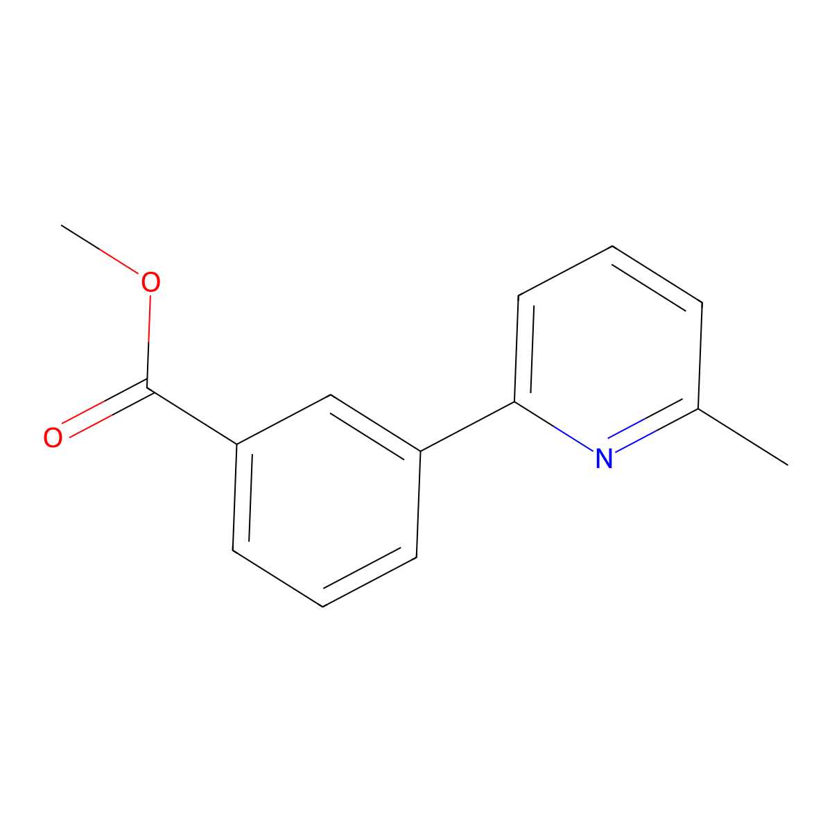 Methyl 3-(6-methyl-2-pyridinyl)benzoate molecular structure, CAS 1269027-33-9