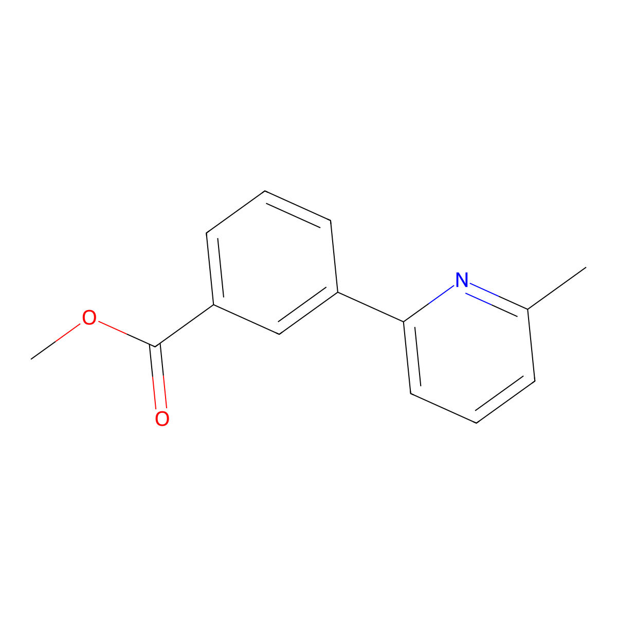 Methyl 3-(6-methyl-2-pyridinyl)benzoate molecular structure, CAS 1269027-33-9