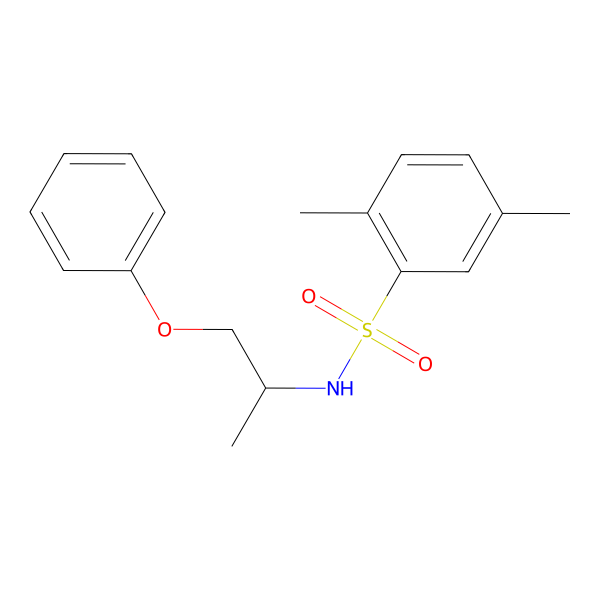 2,5-dimethyl-N-(1-phenoxypropan-2-yl)benzenesulfonamide molecular structure, CAS 1269030-63-8