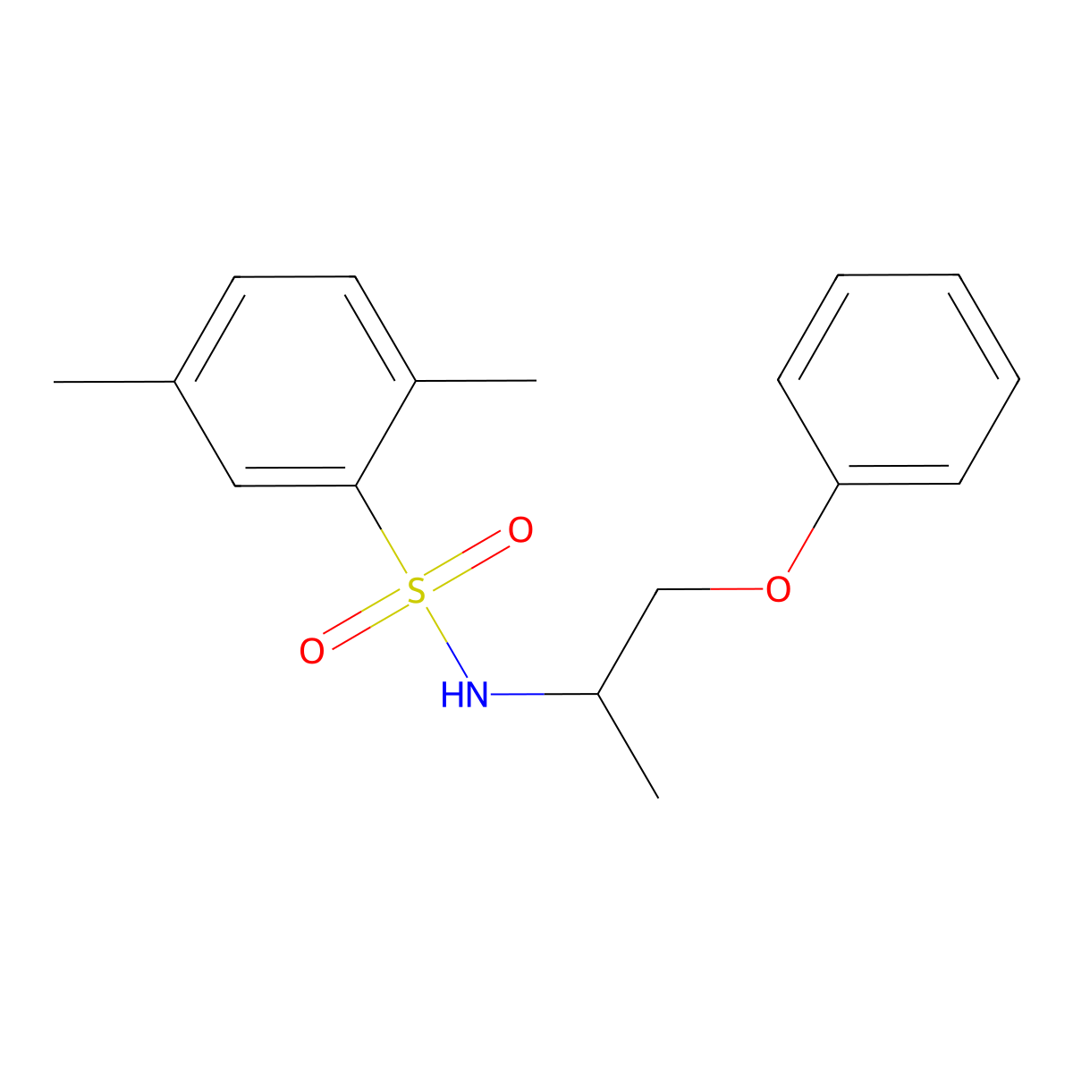 2,5-dimethyl-N-(1-phenoxypropan-2-yl)benzenesulfonamide molecular structure, CAS 1269030-63-8