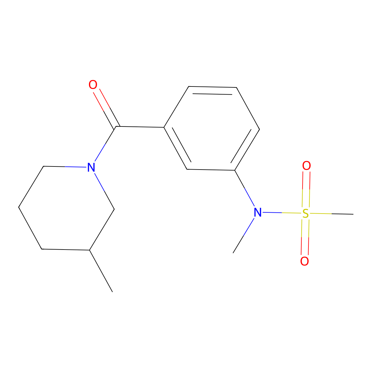 N-methyl-N-[3-(3-methylpiperidine-1-carbonyl)phenyl]methanesulfonamide molecular structure, CAS 1269030-80-9