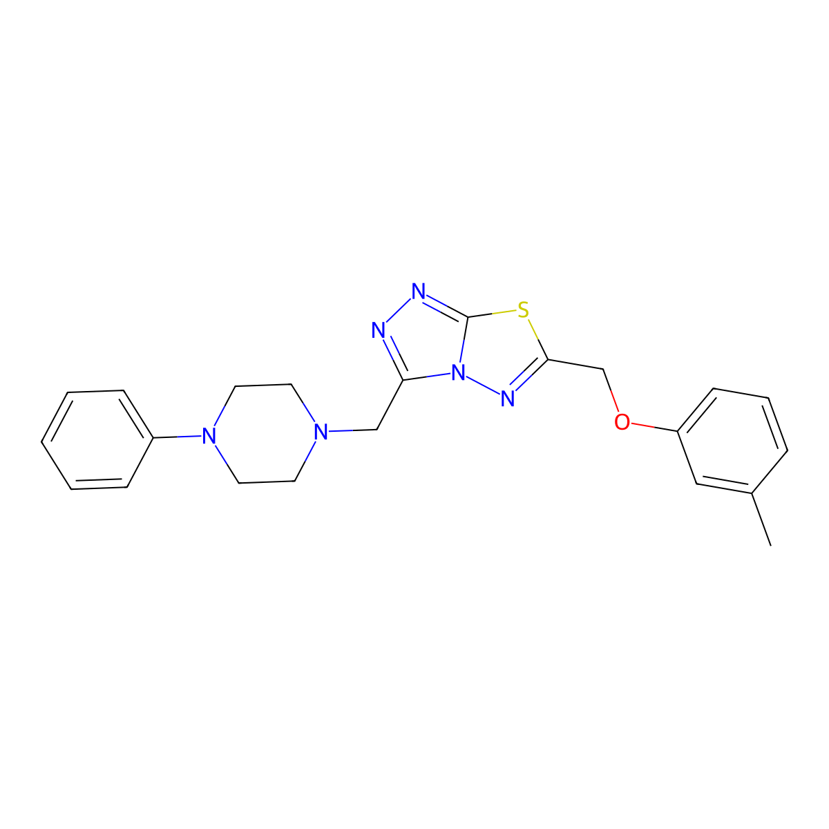 6-[(3-Methylphenoxy)methyl]-3-[(4-phenylpiperazin-1-yl)methyl][1,2,4]triazolo[3,4-b][1,3,4]thiadiazole molecular structure, CAS 1269039-98-6