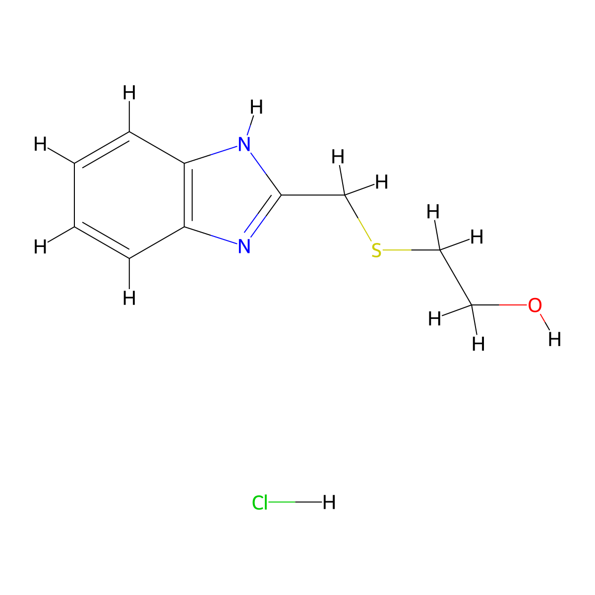 2-[(1h-Benzimidazol-2-ylmethyl)thio]ethanol hydrochloride molecular structure, CAS 1269050-29-4