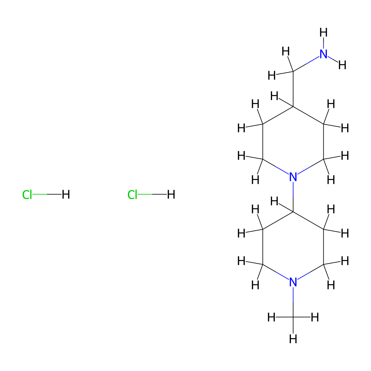 (1'-Methyl-[1,4'-bipiperidin]-4-yl)methanamine dihydrochloride molecular structure, CAS 1269050-34-1