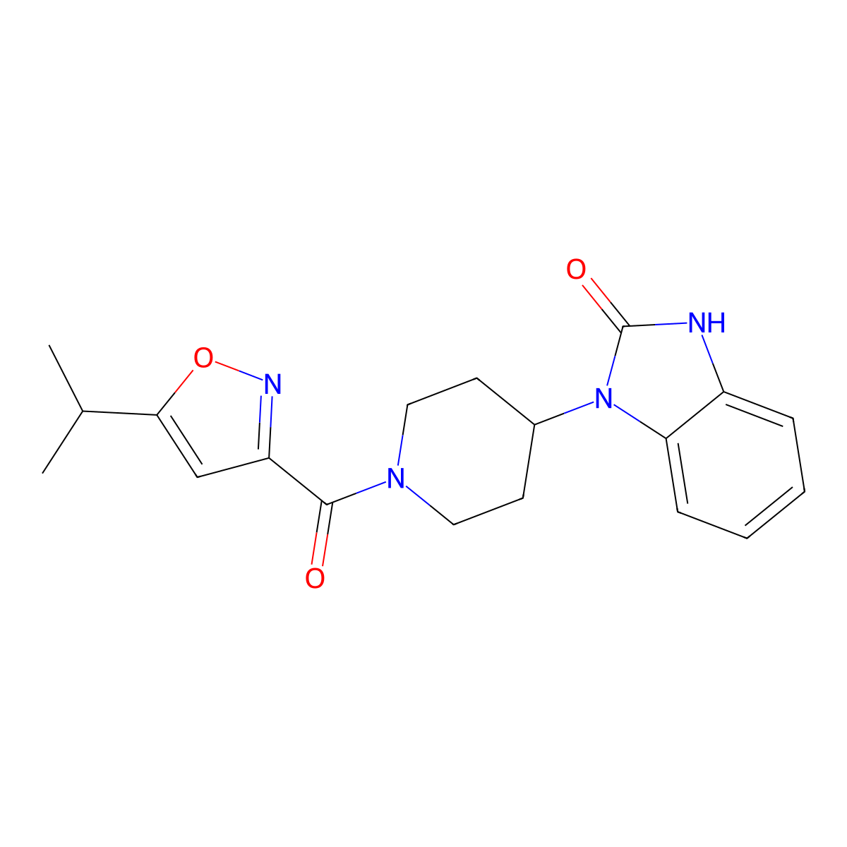 1-{1-[(5-isopropylisoxazol-3-yl)carbonyl]piperidin-4-yl}-1,3-dihydro-2H-benzimidazol-2-one molecular structure, CAS 1269050-50-1