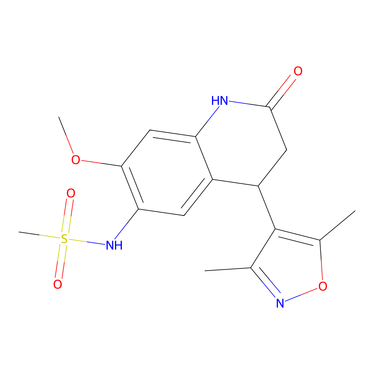 N-[4-(3,5-dimethylisoxazol-4-yl)-7-methoxy-2-oxo-1,2,3,4-tetrahydroquinolin-6-yl]methanesulfonamide molecular structure, CAS 1269052-56-3