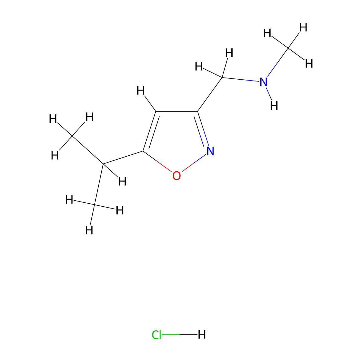 Methyl({[5-(propan-2-yl)-1,2-oxazol-3-yl]methyl})amine hydrochloride molecular structure, CAS 1269052-67-6
