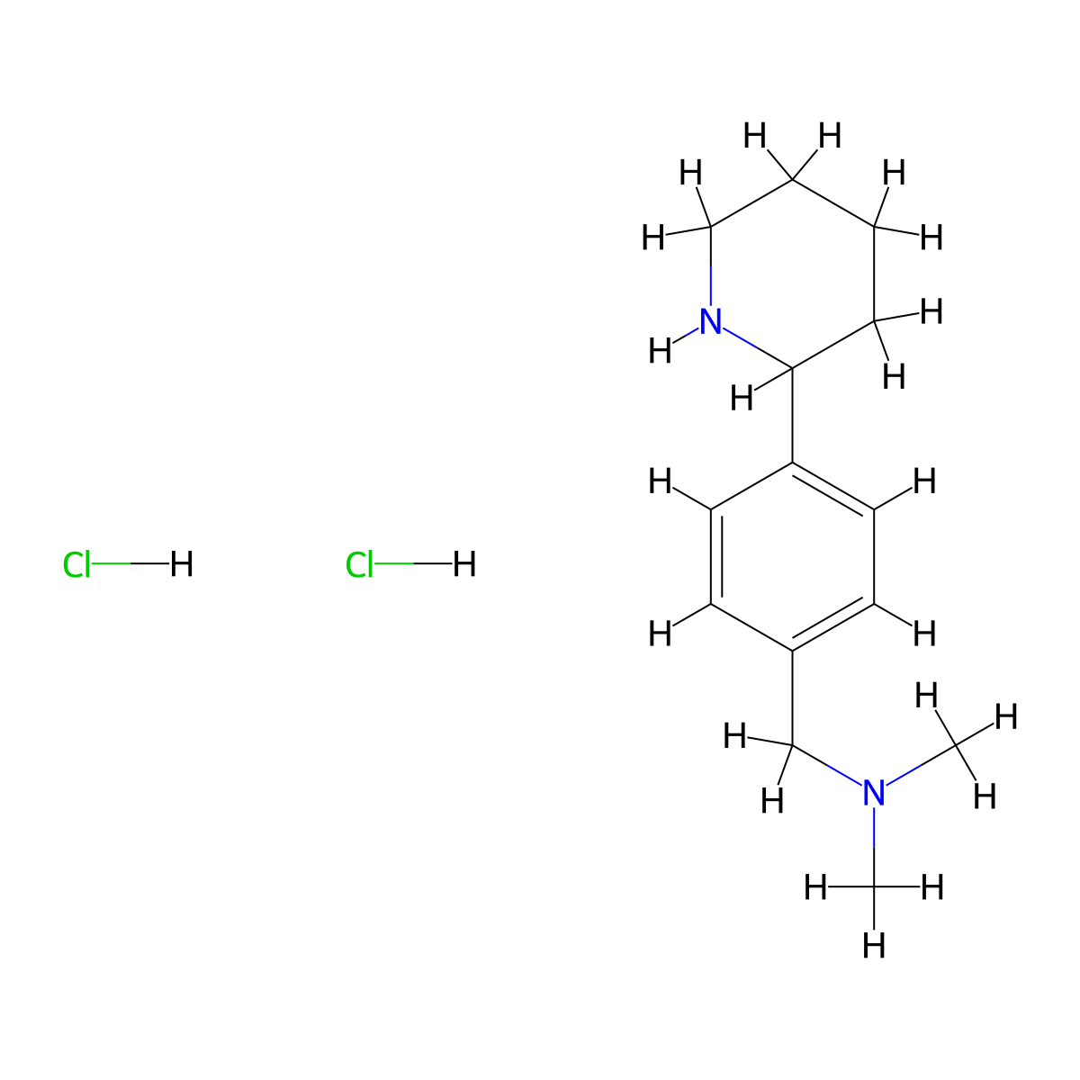 N,N-Dimethyl-1-[4-(2-piperidinyl)phenyl]methanamine dihydrochloride molecular structure, CAS 1269052-75-6