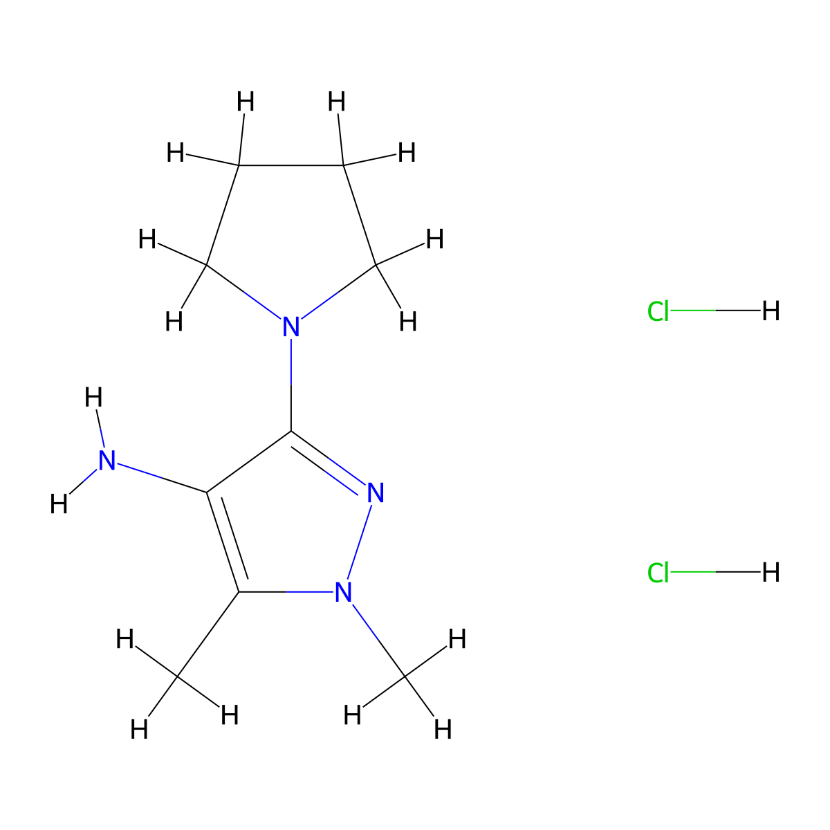 1,5-Dimethyl-3-(1-pyrrolidinyl)-1H-pyrazol-4-amine dihydrochloride molecular structure, CAS 1269052-78-9