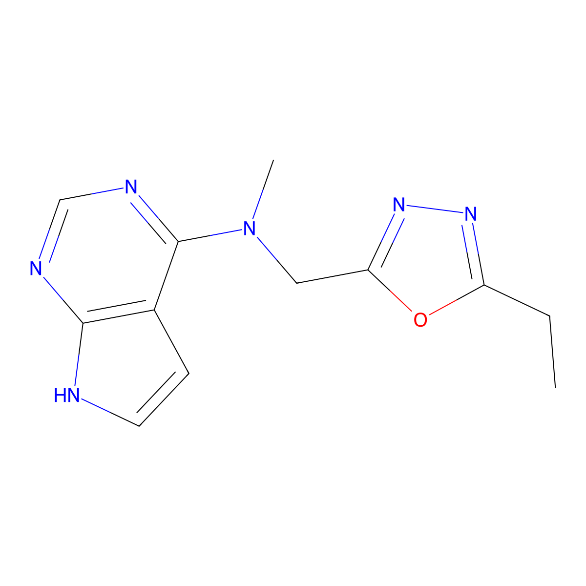 N-[(5-ethyl-1,3,4-oxadiazol-2-yl)methyl]-N-methyl-7H-pyrrolo[2,3-d]pyrimidin-4-amine molecular structure, CAS 1269052-91-6