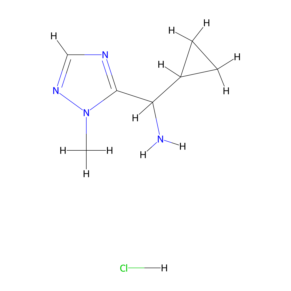 Cyclopropyl(1-methyl-1H-1,2,4-triazol-5-yl)methanamine hydrochloride molecular structure, CAS 1269053-18-0