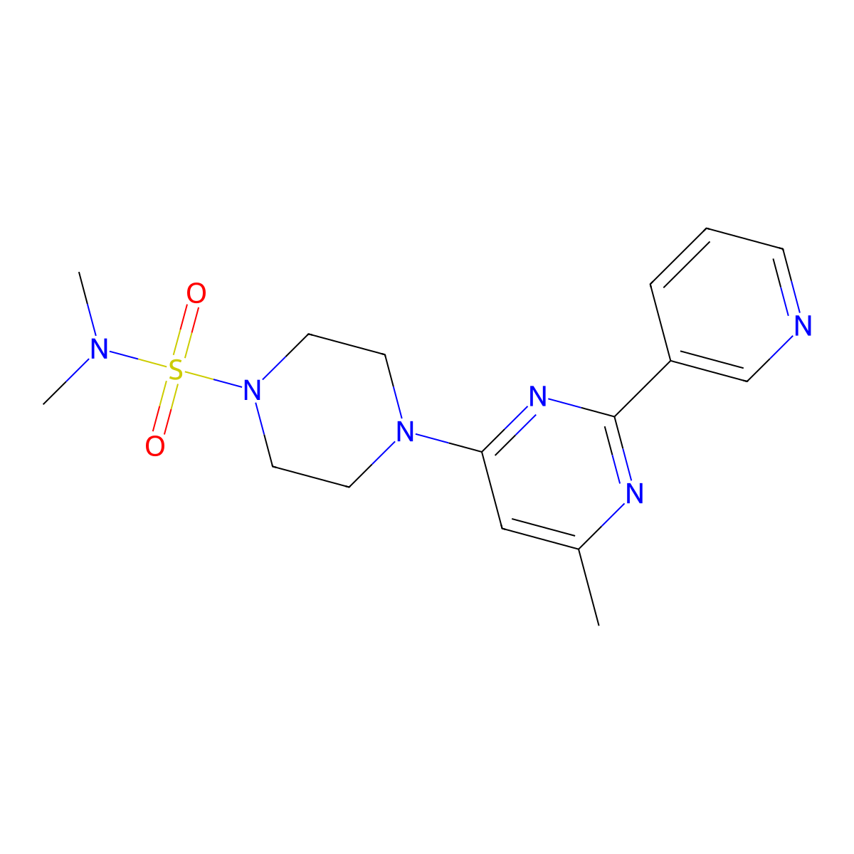 1-Piperazinesulfonamide, N,N-dimethyl-4-[6-methyl-2-(3-pyridinyl)-4-pyrimidinyl]- molecular structure, CAS 1269053-81-7