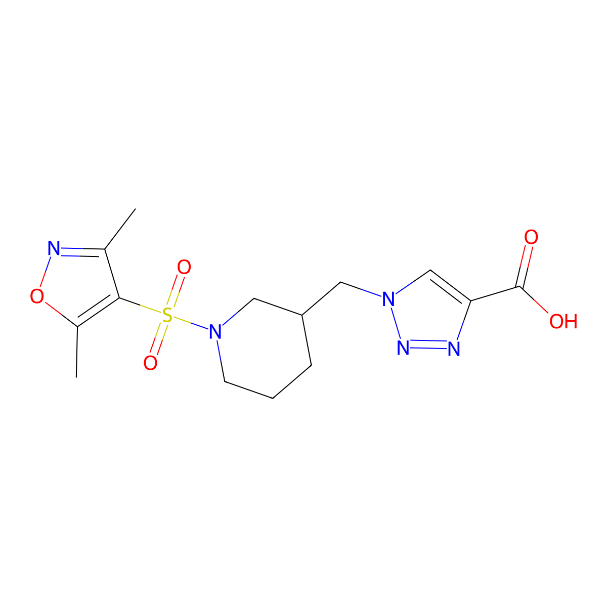 1-({1-[(3,5-dimethylisoxazol-4-yl)sulfonyl]piperidin-3-yl}methyl)-1H-1,2,3-triazole-4-carboxylic acid molecular structure, CAS 1269053-97-5