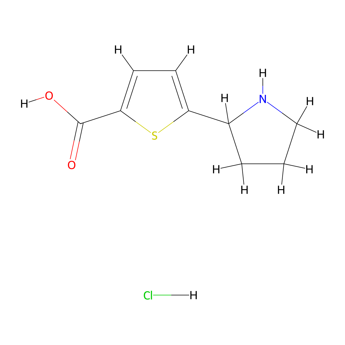 5-(Pyrrolidin-2-yl)thiophene-2-carboxylic acid hydrochloride molecular structure, CAS 1269054-05-8