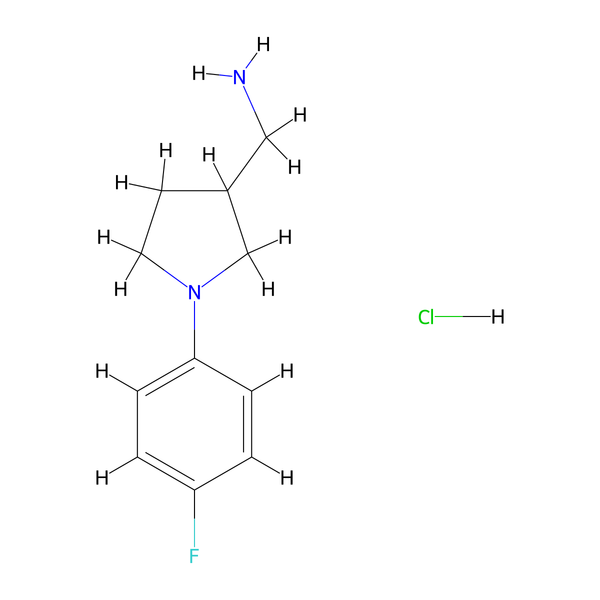 1-[1-(4-Fluorophenyl)pyrrolidin-3-YL]methanamine hydrochloride molecular structure, CAS 1269054-41-2