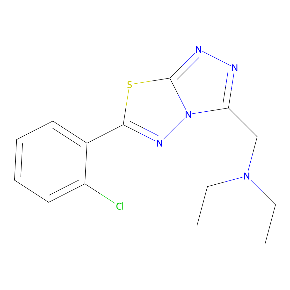 N-{[6-(2-chlorophenyl)[1,2,4]triazolo[3,4-b][1,3,4]thiadiazol-3-yl]methyl}-N-ethylethanamine molecular structure, CAS 1269060-53-8