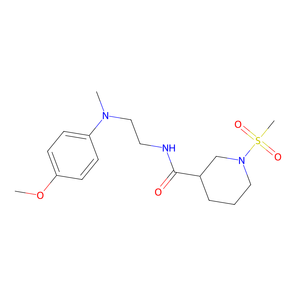 N-{2-[(4-methoxyphenyl)(methyl)amino]ethyl}-1-(methylsulfonyl)piperidine-3-carboxamide molecular structure, CAS 1269062-53-4