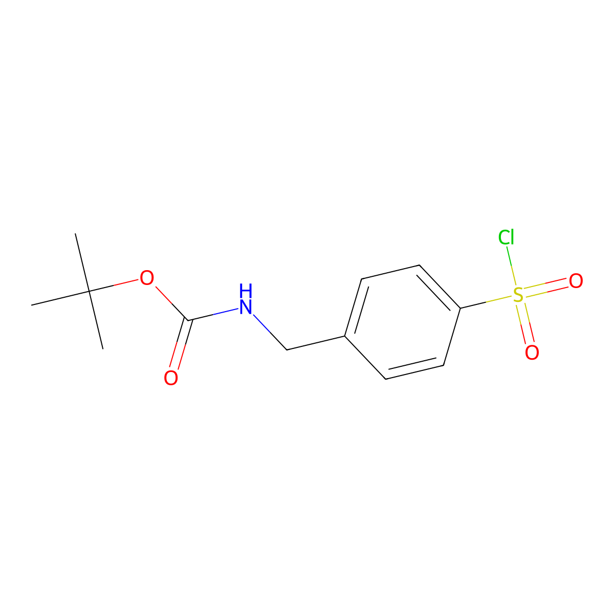 tert-butyl N-((4-(chlorosulfonyl)phenyl)methyl)carbamate molecular structure, CAS 1269071-52-4