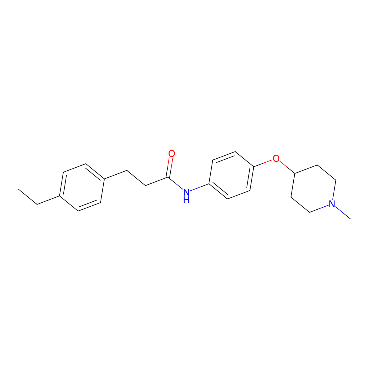3-(4-ethylphenyl)-N-{4-[(1-methylpiperidin-4-yl)oxy]phenyl}propanamide molecular structure, CAS 1269081-99-3