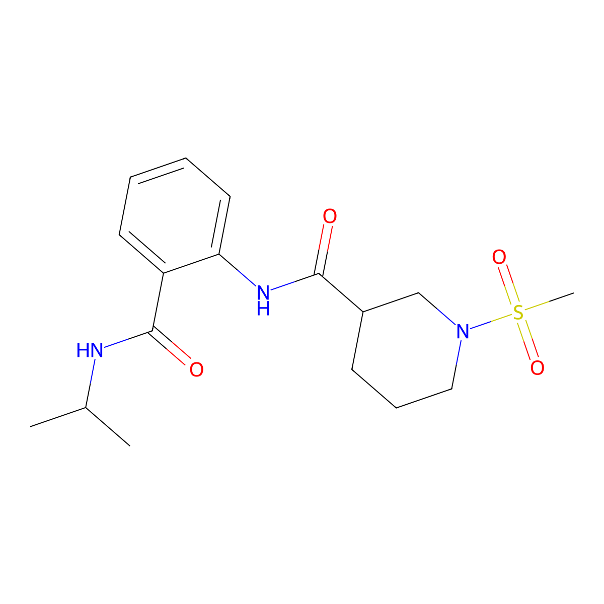 1-(methylsulfonyl)-N-[2-(propan-2-ylcarbamoyl)phenyl]piperidine-3-carboxamide molecular structure, CAS 1269085-86-0