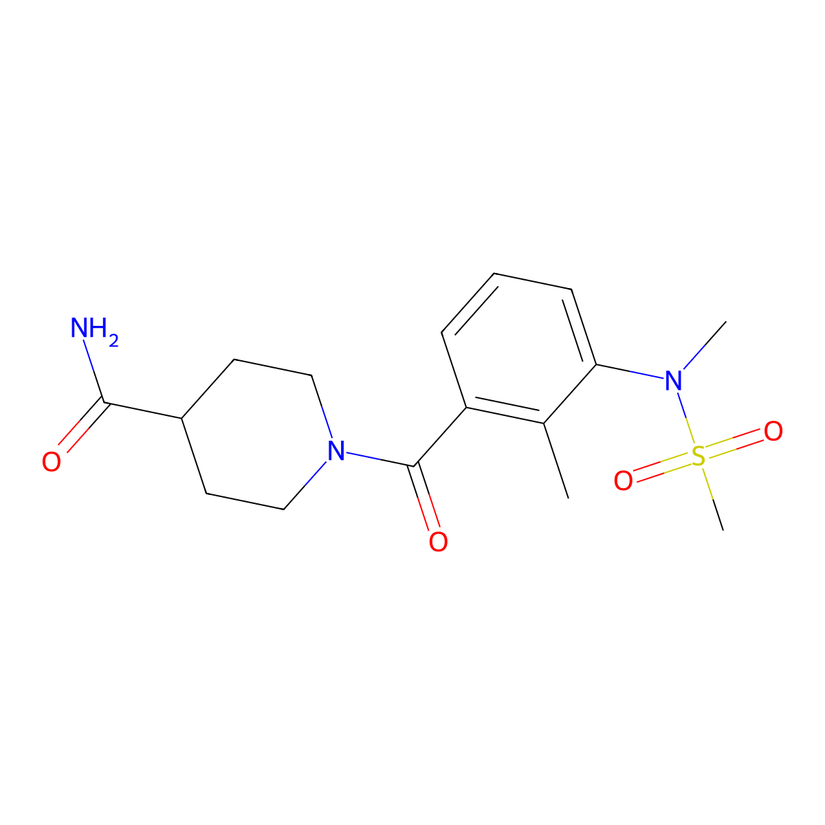 1-({2-Methyl-3-[methyl(methylsulfonyl)amino]phenyl}carbonyl)piperidine-4-carboxamide molecular structure, CAS 1269086-20-5