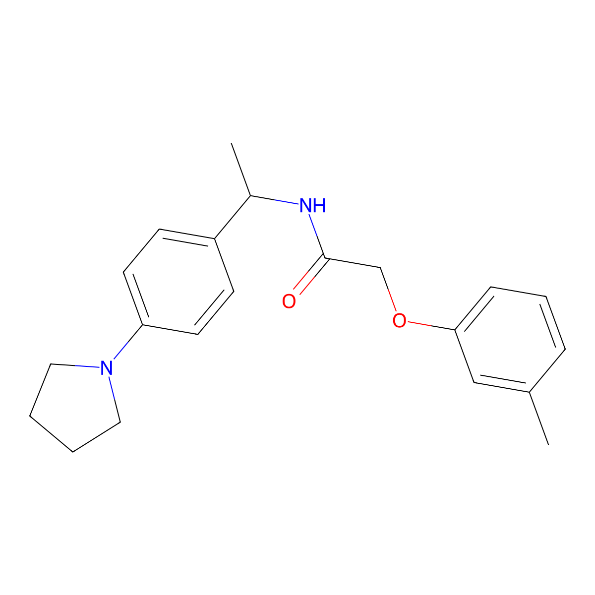 2-(3-methylphenoxy)-N-{1-[4-(pyrrolidin-1-yl)phenyl]ethyl}acetamide molecular structure, CAS 1269086-51-2