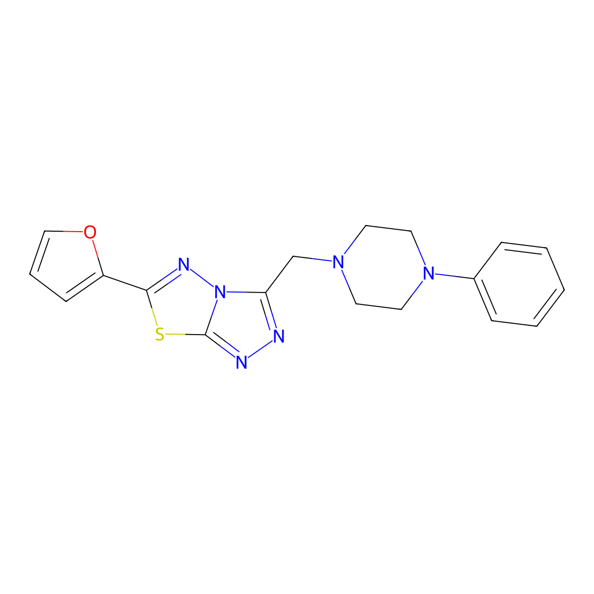 6-(Furan-2-yl)-3-[(4-phenylpiperazin-1-yl)methyl][1,2,4]triazolo[3,4-b][1,3,4]thiadiazole molecular structure, CAS 1269086-66-9