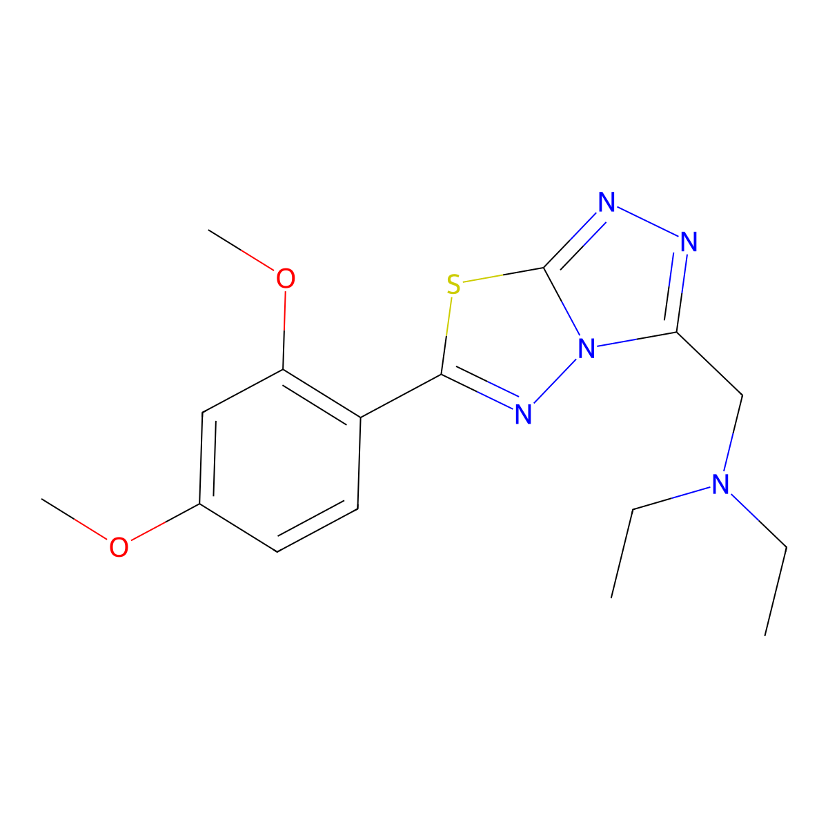 N-{[6-(2,4-dimethoxyphenyl)[1,2,4]triazolo[3,4-b][1,3,4]thiadiazol-3-yl]methyl}-N,N-diethylamine molecular structure, CAS 1269087-05-9