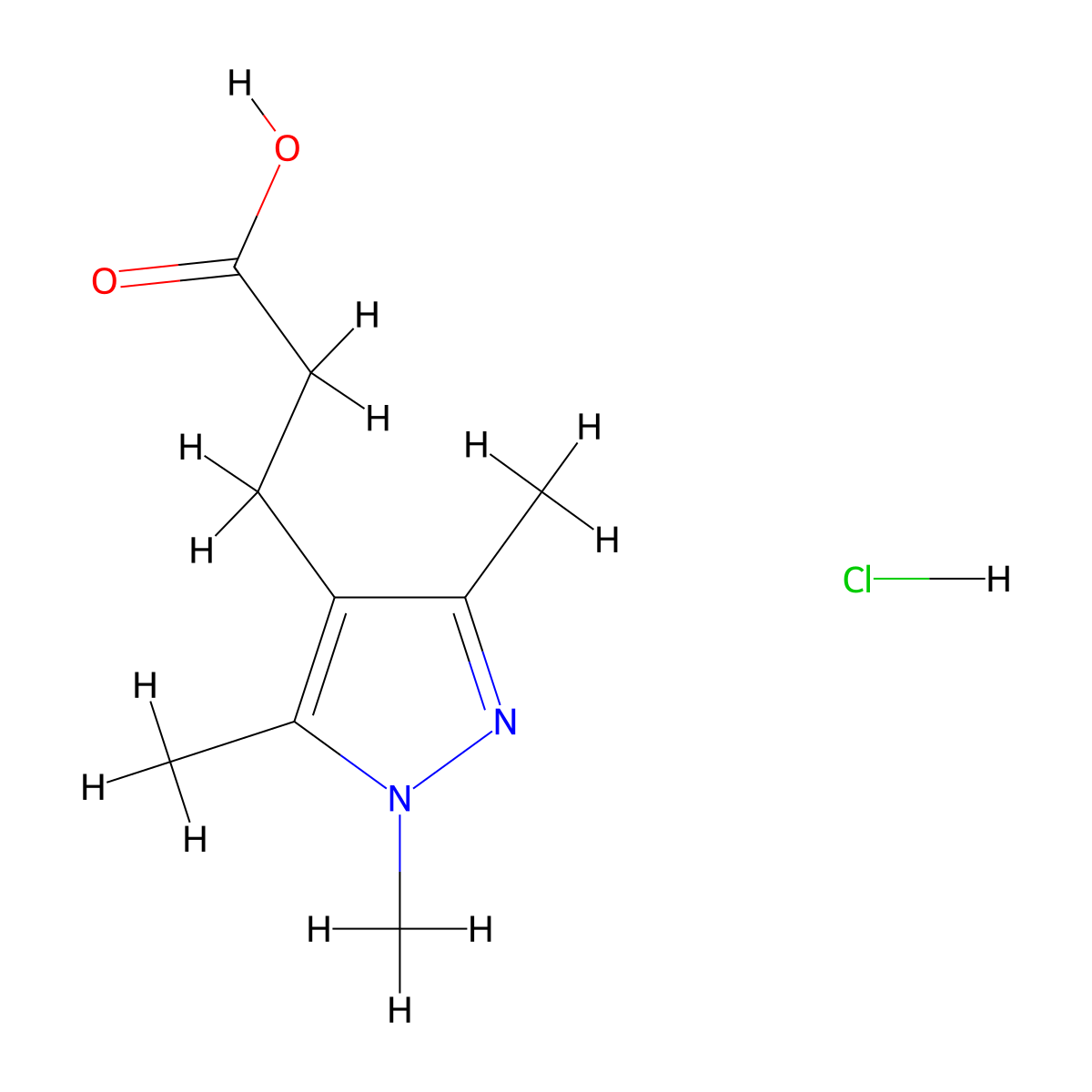 3-(1,3,5-Trimethyl-1H-pyrazol-4-yl)propanoic acid hydrochloride molecular structure, CAS 1269087-62-8