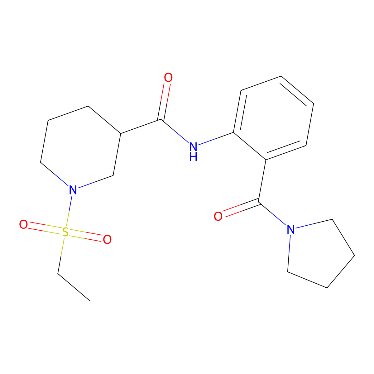 1-(ethylsulfonyl)-N-[2-(pyrrolidin-1-ylcarbonyl)phenyl]piperidine-3-carboxamide molecular structure, CAS 1269089-26-0