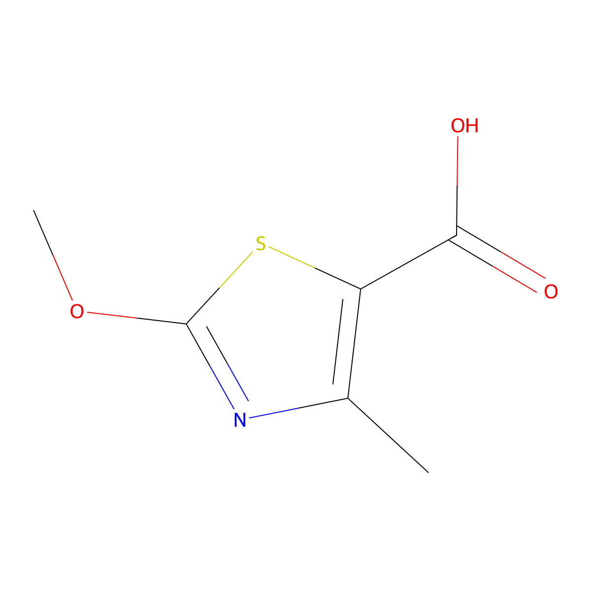2-Methoxy-4-methyl-1,3-thiazole-5-carboxylic acid molecular structure, CAS 126909-38-4