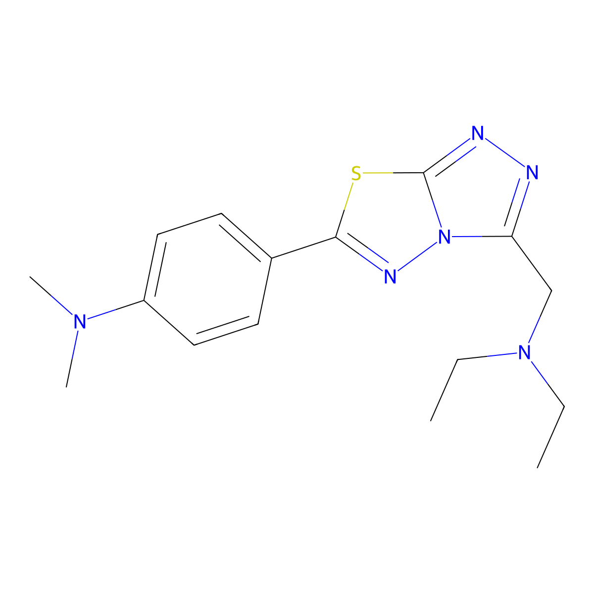4-{3-[(diethylamino)methyl][1,2,4]triazolo[3,4-b][1,3,4]thiadiazol-6-yl}-N,N-dimethylaniline molecular structure, CAS 1269090-31-4