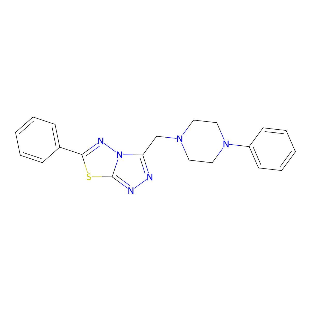 6-Phenyl-3-[(4-phenylpiperazin-1-yl)methyl][1,2,4]triazolo[3,4-b][1,3,4]thiadiazole molecular structure, CAS 1269091-20-4