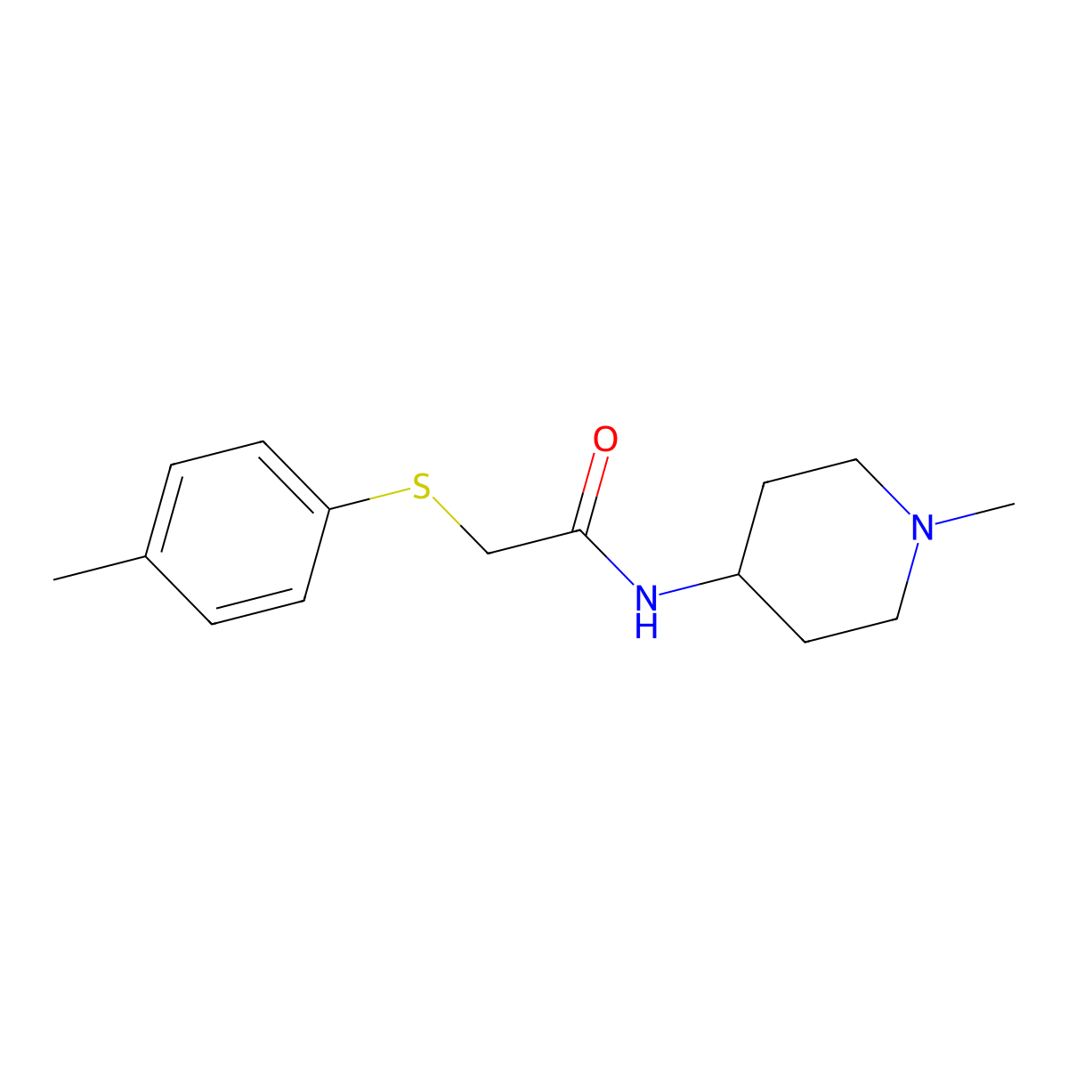 2-[(4-methylphenyl)sulfanyl]-N-(1-methylpiperidin-4-yl)acetamide molecular structure, CAS 1269092-42-3