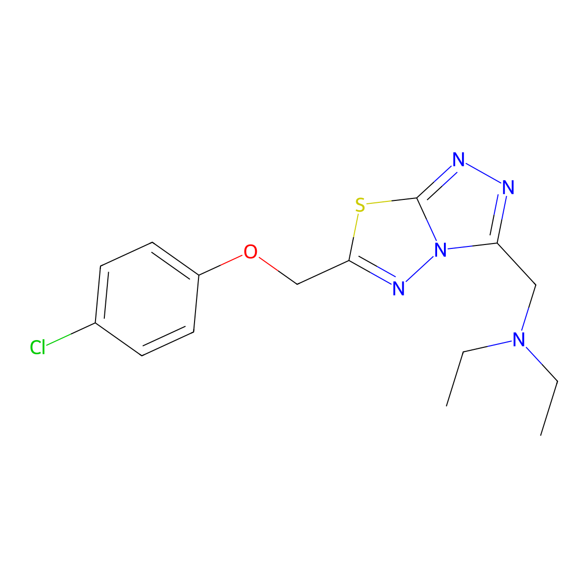 N-({6-[(4-chlorophenoxy)methyl][1,2,4]triazolo[3,4-b][1,3,4]thiadiazol-3-yl}methyl)-N-ethylethanamine molecular structure, CAS 1269093-18-6