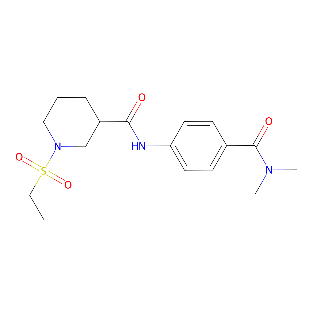 N-[4-(dimethylcarbamoyl)phenyl]-1-(ethylsulfonyl)piperidine-3-carboxamide molecular structure, CAS 1269093-45-9