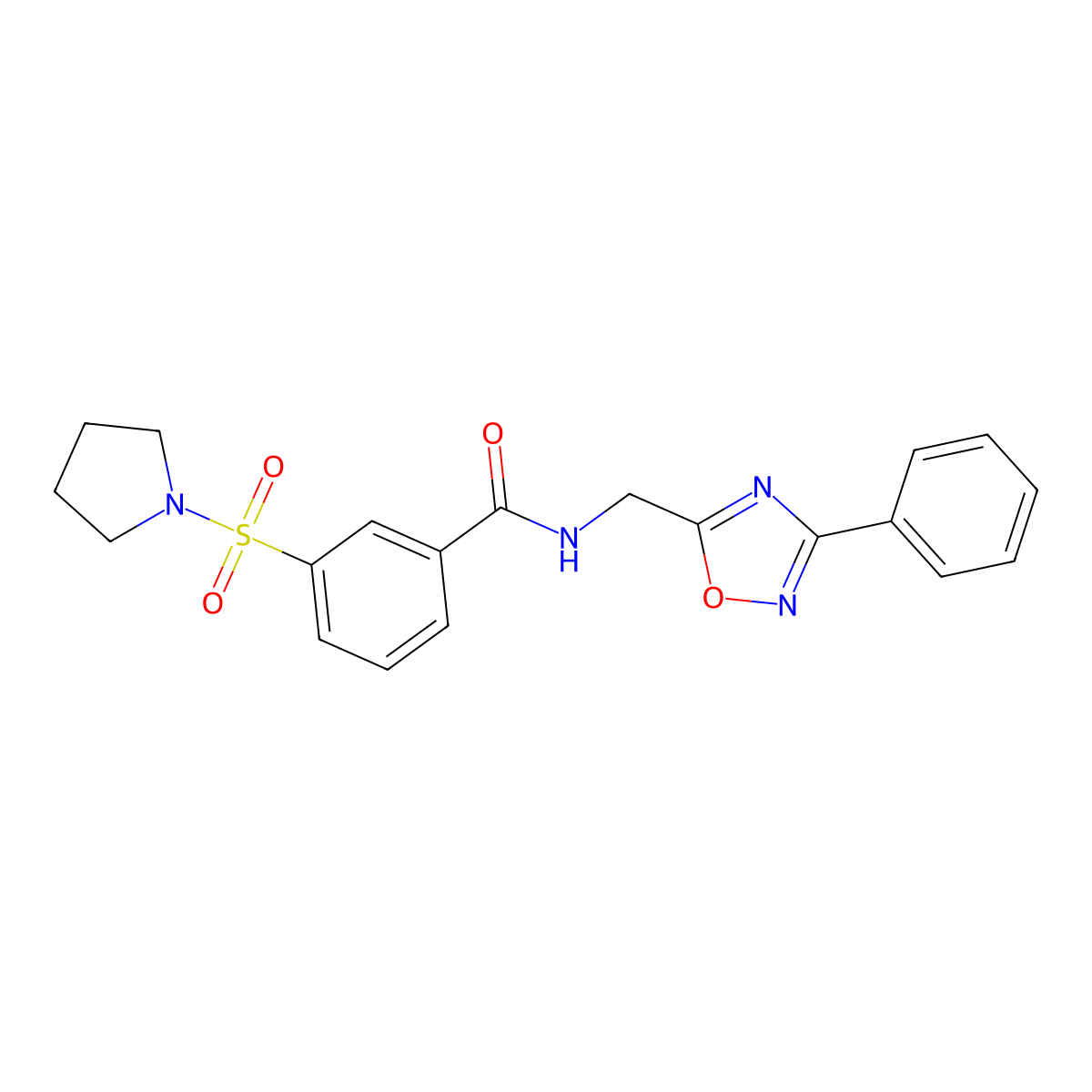 N-[(3-phenyl-1,2,4-oxadiazol-5-yl)methyl]-3-(pyrrolidin-1-ylsulfonyl)benzamide molecular structure, CAS 1269094-10-1